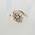 9ct Yellow Gold Rose Cut Diamond Flower Cluster Ring
