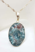 Sterling Silver Large Oval Apatite Pendant on Silver Chain