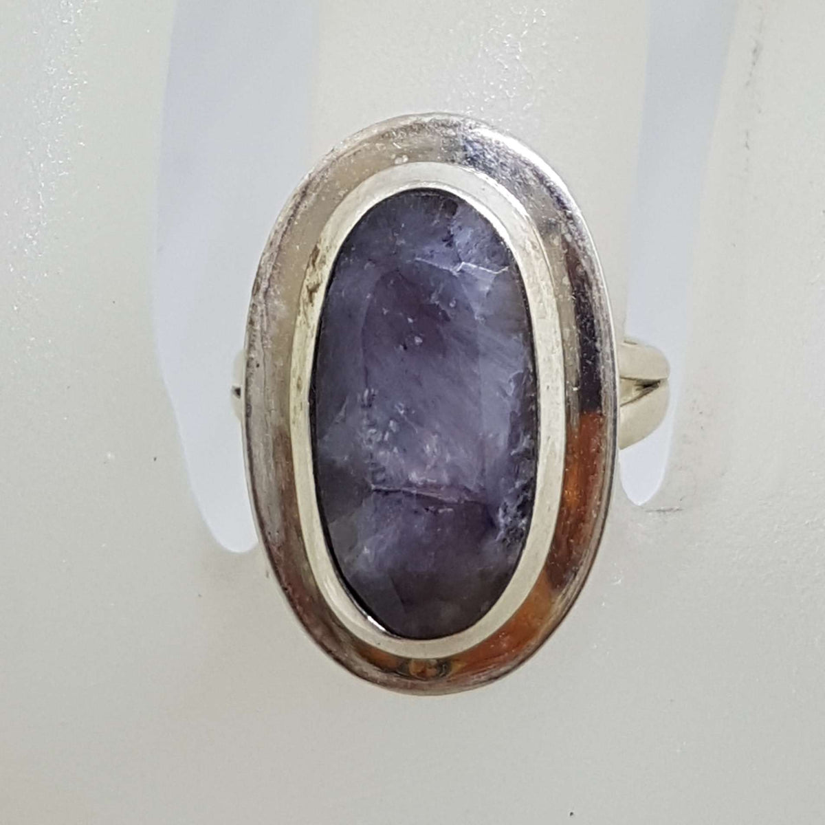 Sterling Silver Large Oval Sapphire Ring