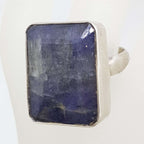 Sterling Silver Large Rectangular Sapphire Ring