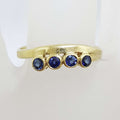 9ct Yellow Gold Natural Sapphire Curved Ring