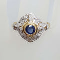 9ct Yellow Gold Natural Sapphire and Diamond Stunning Cluster Ring