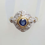 9ct Yellow Gold Natural Sapphire and Diamond Stunning Cluster Ring