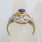 9ct Yellow Gold Natural Sapphire and Diamond Stunning Cluster Ring