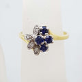18ct Yellow Gold Natural Sapphire & Diamond Ornate Cluster Ring