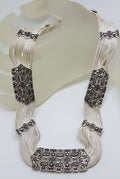 Sterling Silver Wide Multiple Chain with Ornate Design Collier Chain / Necklace - Turkish
