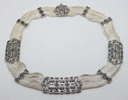 Sterling Silver Wide Multiple Chain with Ornate Design Collier Chain / Necklace - Turkish