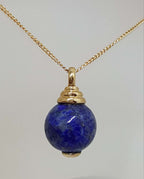 9ct Yellow Gold Lapis Lazuli Ball Pendant on Gold Chain