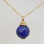 9ct Yellow Gold Lapis Lazuli Ball Pendant on Gold Chain