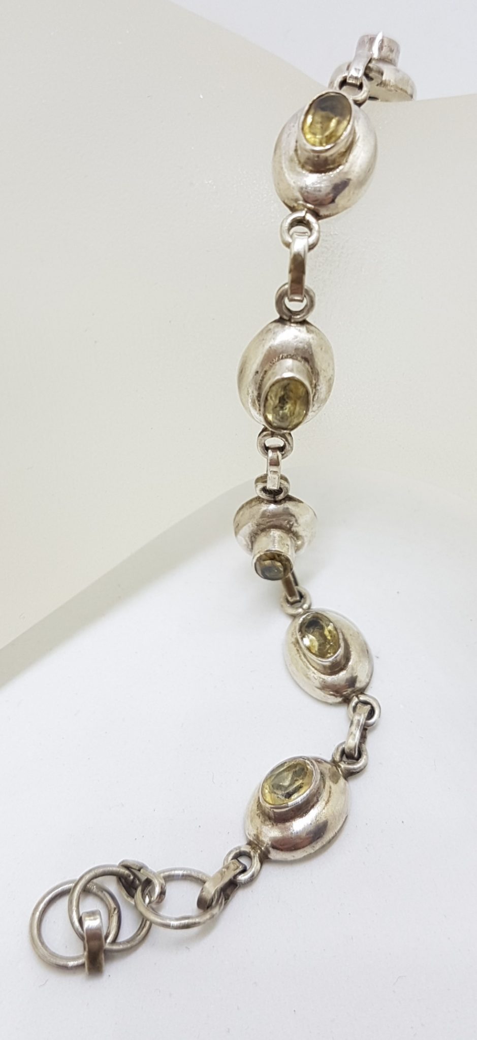 Sterling Silver Oval Bezel Set Citrine Bracelet