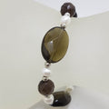 Sterling Silver Smokey Quartz and Pearl Bracelet