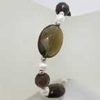 Sterling Silver Smokey Quartz and Pearl Bracelet