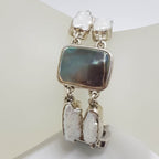 Sterling Silver Large Rectangular Black / Grey Mother of Pearl with Blister Pearl Bracelet
