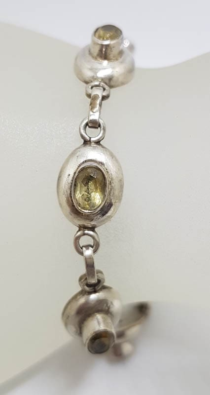 Sterling Silver Oval Bezel Set Citrine Bracelet