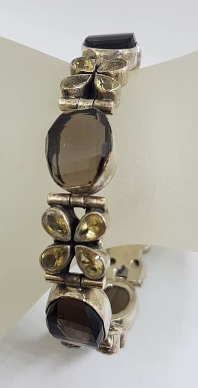 Sterling Silver Citrine and Smokey Quartz Bracelet