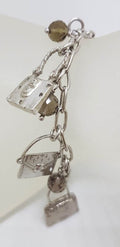 Sterling Silver Handbag Charms Smokey Quartz Bracelet