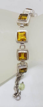 Sterling Silver Square Citrine Bracelet