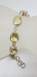 Sterling Silver Oval Bezel Set Lemon Citrine Bracelet