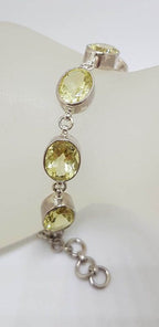 Sterling Silver Oval Bezel Set Lemon Citrine Bracelet