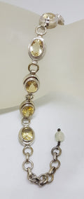 Sterling Silver Oval Bezel Set Citrine Bracelet