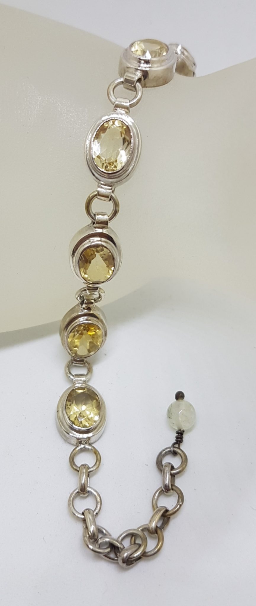 Sterling Silver Oval Bezel Set Citrine Bracelet
