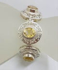 Sterling Silver Large / Wide Ornate Filigree Oval Citrine Bracelet