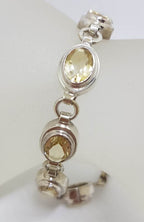 Sterling Silver Oval Bezel Set Citrine Bracelet