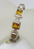 Sterling Silver Square Citrine Bracelet