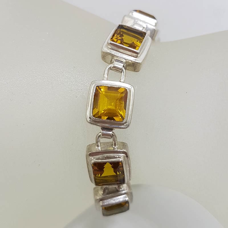 Sterling Silver Square Citrine Bracelet