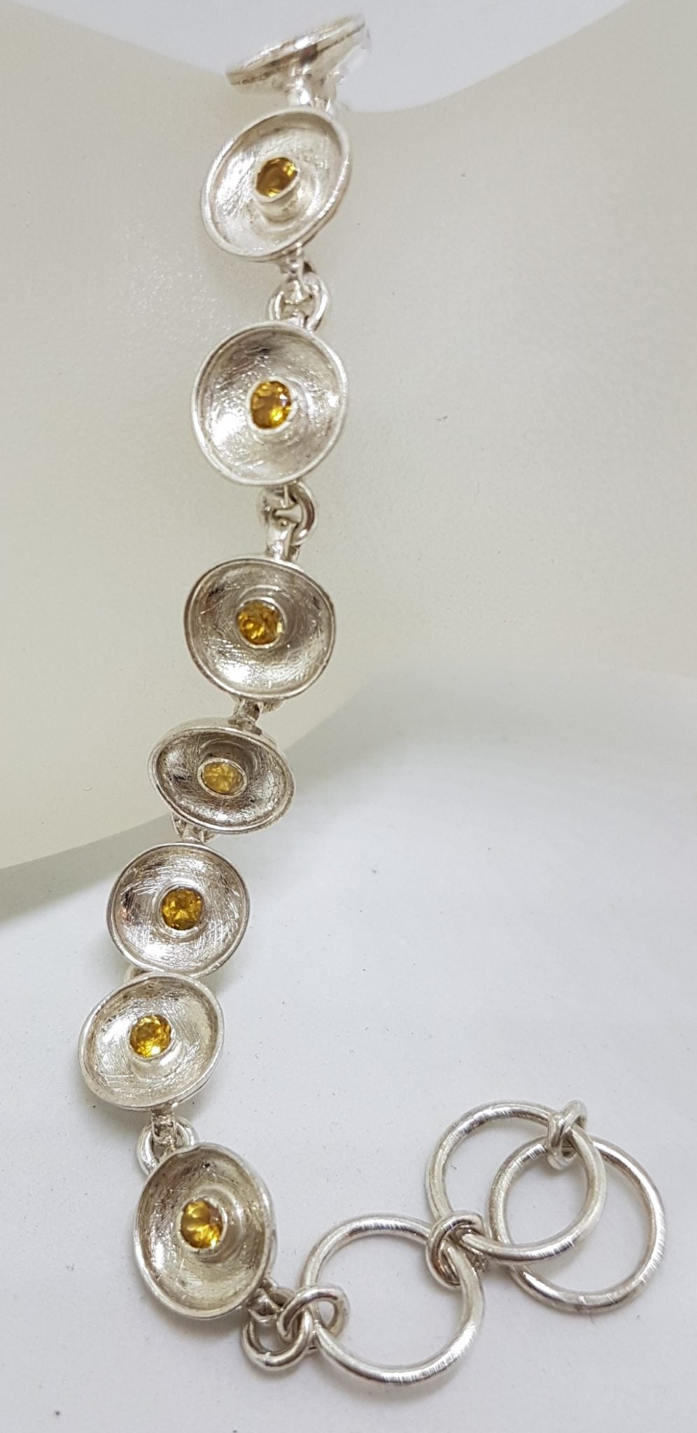 Sterling Silver Round Citrine in Circles Bracelet
