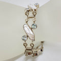 Sterling Silver Blister Pearl and Topaz Bracelet