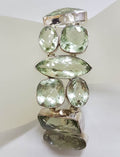 Sterling Silver Wide &amp; Chunky Green Amethyst / Prasiolite Bracelet