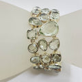 Sterling Silver Wide Green Amethyst / Prasiolite Chunky Bracelet