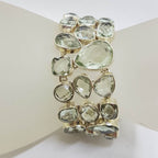 Sterling Silver Wide Green Amethyst / Prasiolite Chunky Bracelet