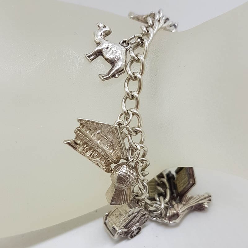 Sterling Silver Vintage 10 Charm Bracelet