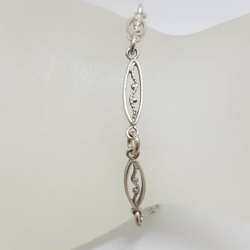 Sterling Silver Vintage Ornate Link Bracelet
