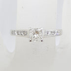 18ct White Gold Princess Square Cut Diamond Claw and Channel Set Engagement Ring
