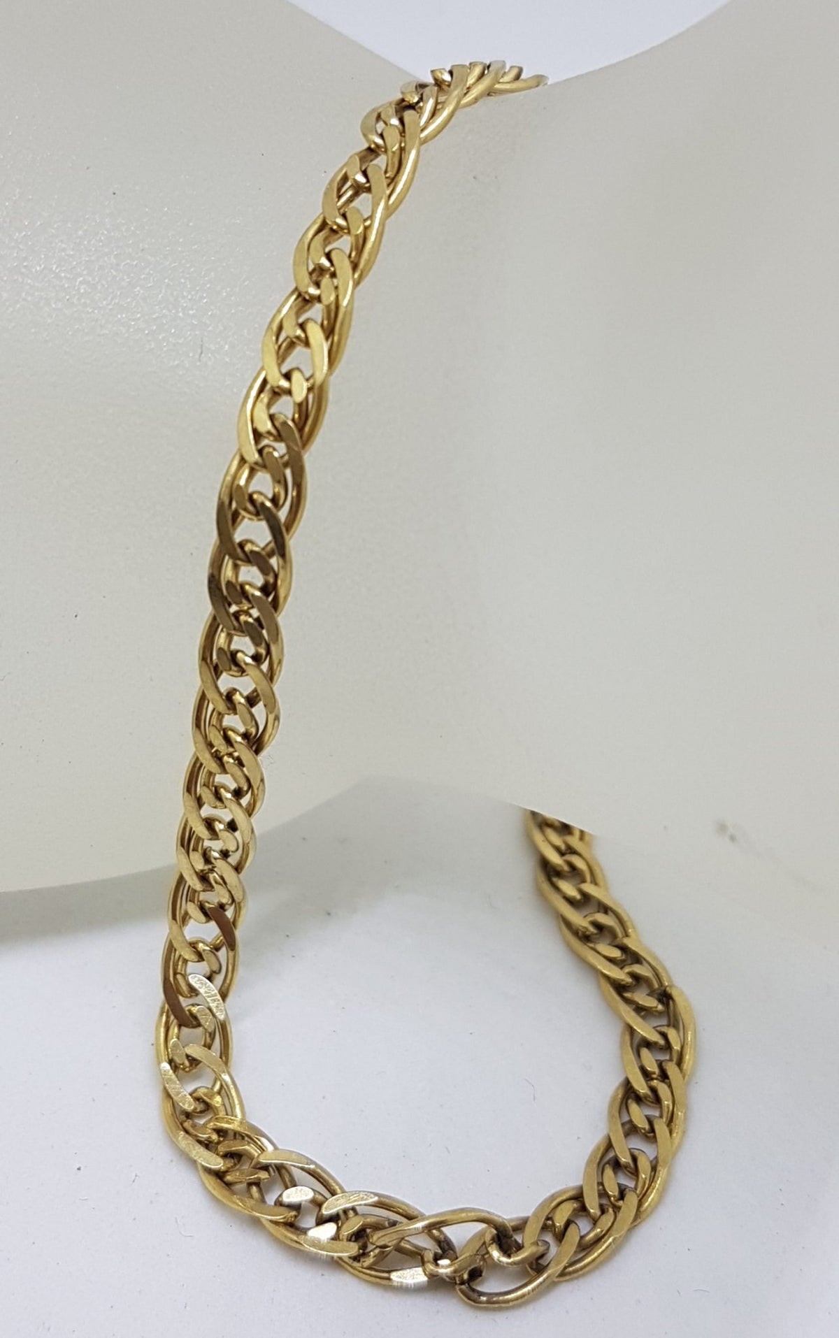9ct Yellow Gold Double Flat Curb Link Bracelet