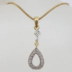 9ct Yellow and White Gold - Two Tone - Diamond Teardrop / Pear Shape Pendant on Gold Chain
