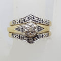 9ct Yellow Gold Diamond Wedding, Engagement and Eternity Three Ring Set - Antique / Vintage