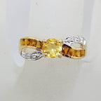 9ct Yellow Gold Channel Set Citrine and Diamond Twist Ring