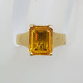 9ct Yellow Gold Rectangular Claw Set Yellow Paste Ring