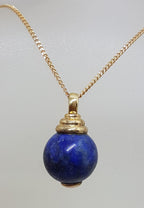 9ct Yellow Gold Lapis Lazuli Ball Pendant on Gold Chain