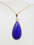 9ct Yellow Gold Lapis Lazuli Teardrop / Pear Shape Pendant on Gold Chain