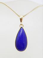 9ct Yellow Gold Lapis Lazuli Teardrop / Pear Shape Pendant on Gold Chain