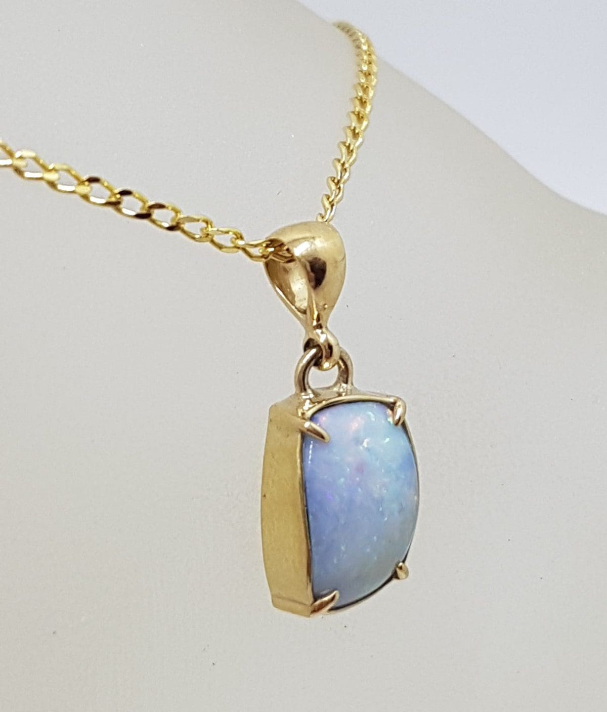 9ct Yellow Gold Unique Shape Opal Pendant on Gold Chain