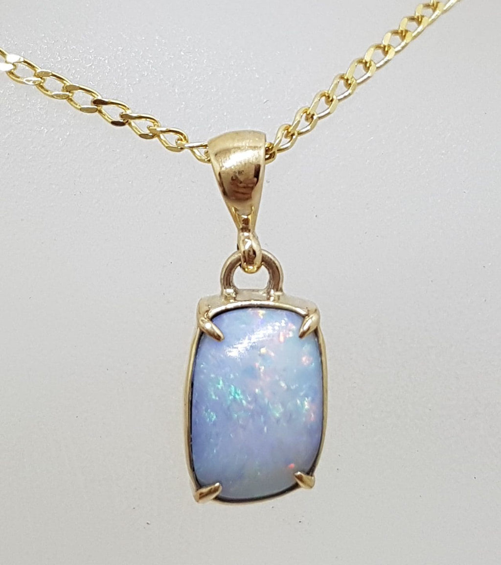 9ct Yellow Gold Unique Shape Opal Pendant on Gold Chain