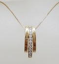 10ct Yellow Gold Diamond Lines Pendant on Gold Chain