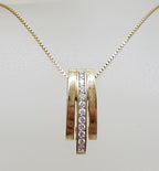 10ct Yellow Gold Diamond Lines Pendant on Gold Chain