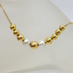 9ct Yellow Gold Pearl and Ball Necklace / Chain